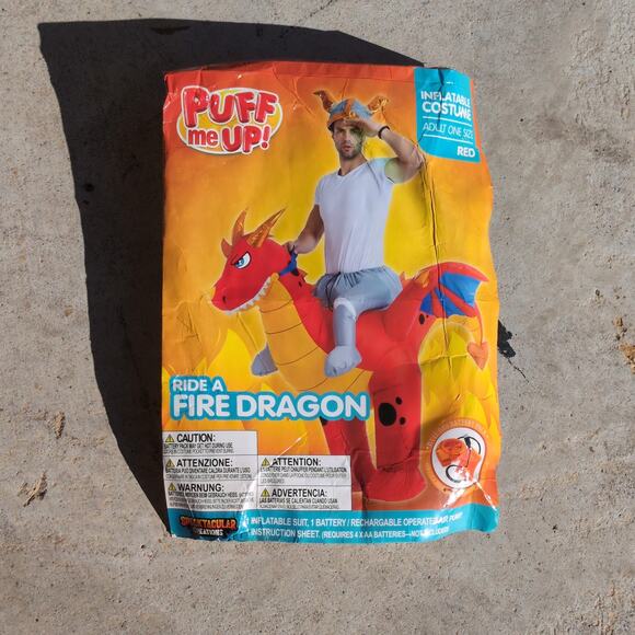 Puff Me Up Ride a Fire Dragon Inflatable Costume Red Halloween Cosplay Adult - Picture 1 of 9